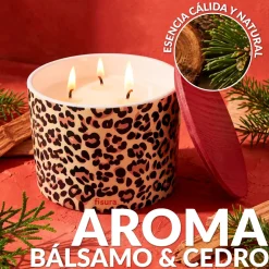 Vela de cerámica con tapa “Leopardo” – cedro