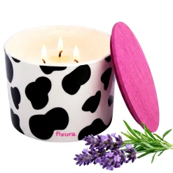 Vela de cerámica con tapa “Vaca” – lavanda