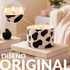Vela de cerámica con tapa “Vaca” – lavanda