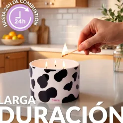 Vela de cerámica con tapa “Vaca” – lavanda