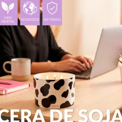 Vela de cerámica con tapa “Vaca” – lavanda