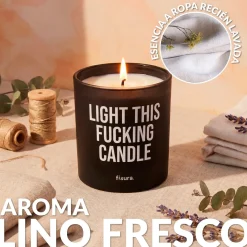 Vela de cristal “Light this fucking candle” – lino fresco