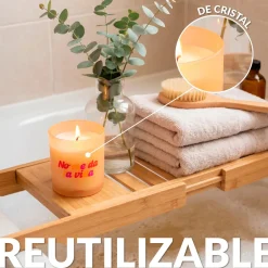 Vela de cristal “No me da la vida” – lotus blanco