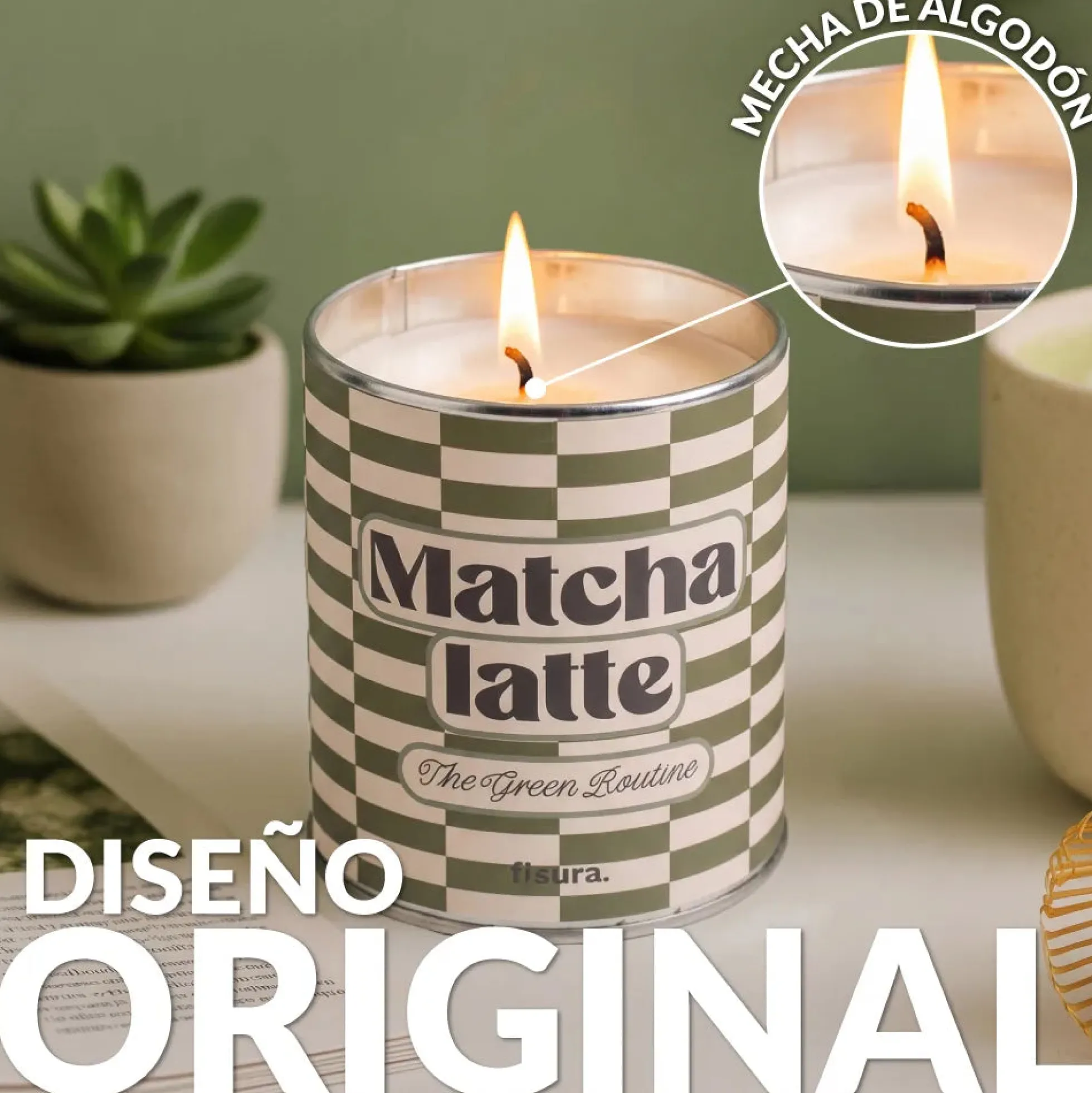 Vela en lata de metal “Matcha latte” – matcha