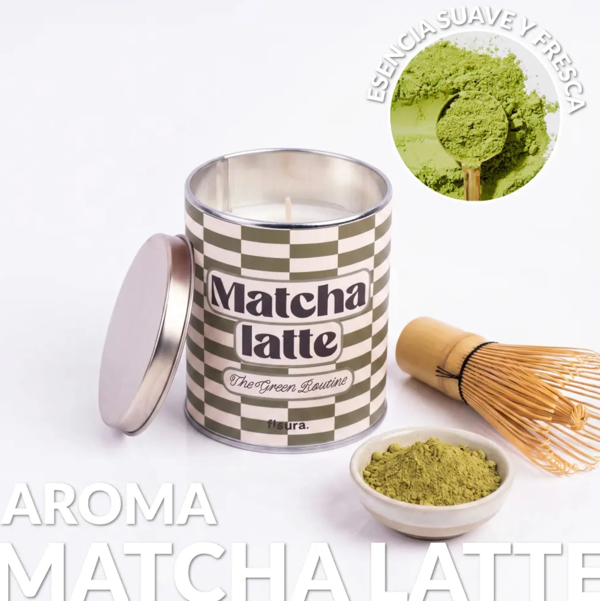 Vela en lata de metal “Matcha latte” – matcha